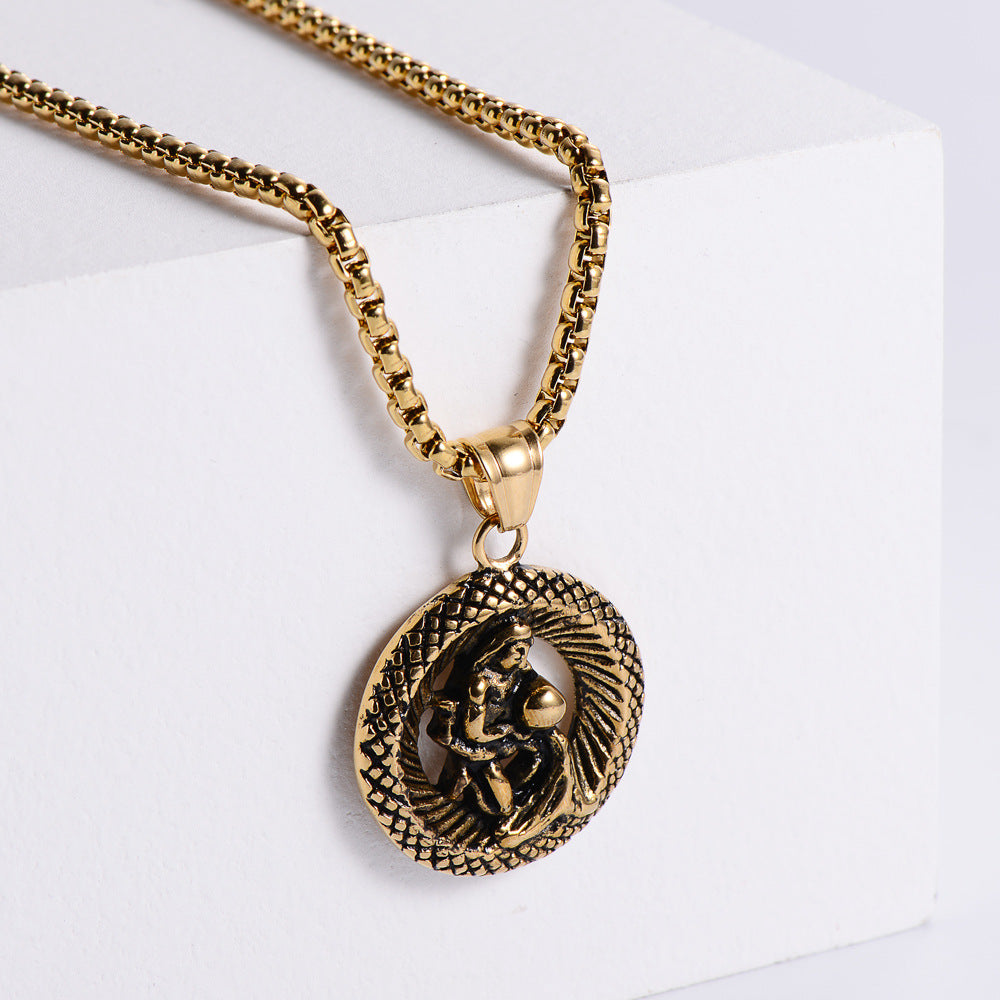 Kalung liontin stainless stainless zodiak retro