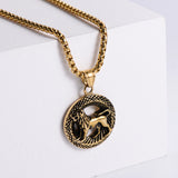 Retro -Zodiac Edelstahl -Anhängerkette Halskette