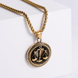 Retro -Zodiac Edelstahl -Anhängerkette Halskette