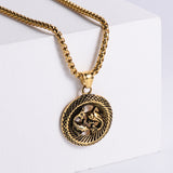 Retro -Zodiac Edelstahl -Anhängerkette Halskette