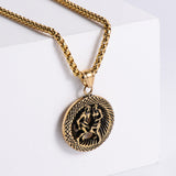 Retro -Zodiac Edelstahl -Anhängerkette Halskette