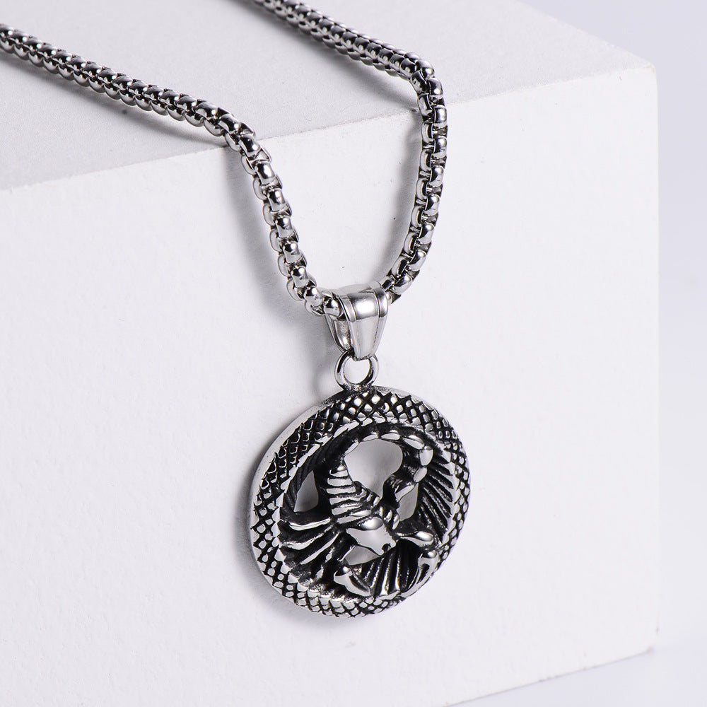 Retro -Zodiac Edelstahl -Anhängerkette Halskette