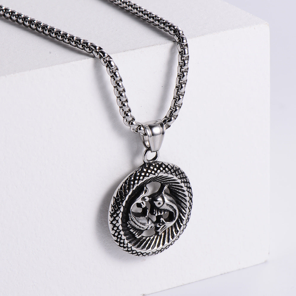Retro -Zodiac Edelstahl -Anhängerkette Halskette