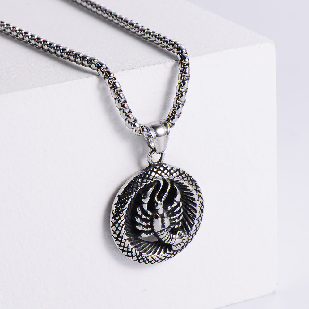 Retro -Zodiac Edelstahl -Anhängerkette Halskette