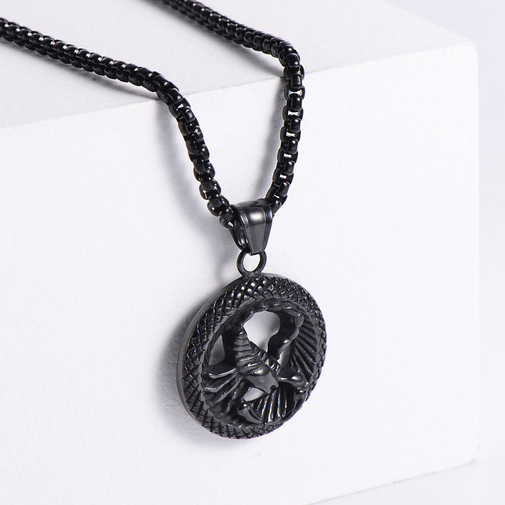 Retro -Zodiac Edelstahl -Anhängerkette Halskette