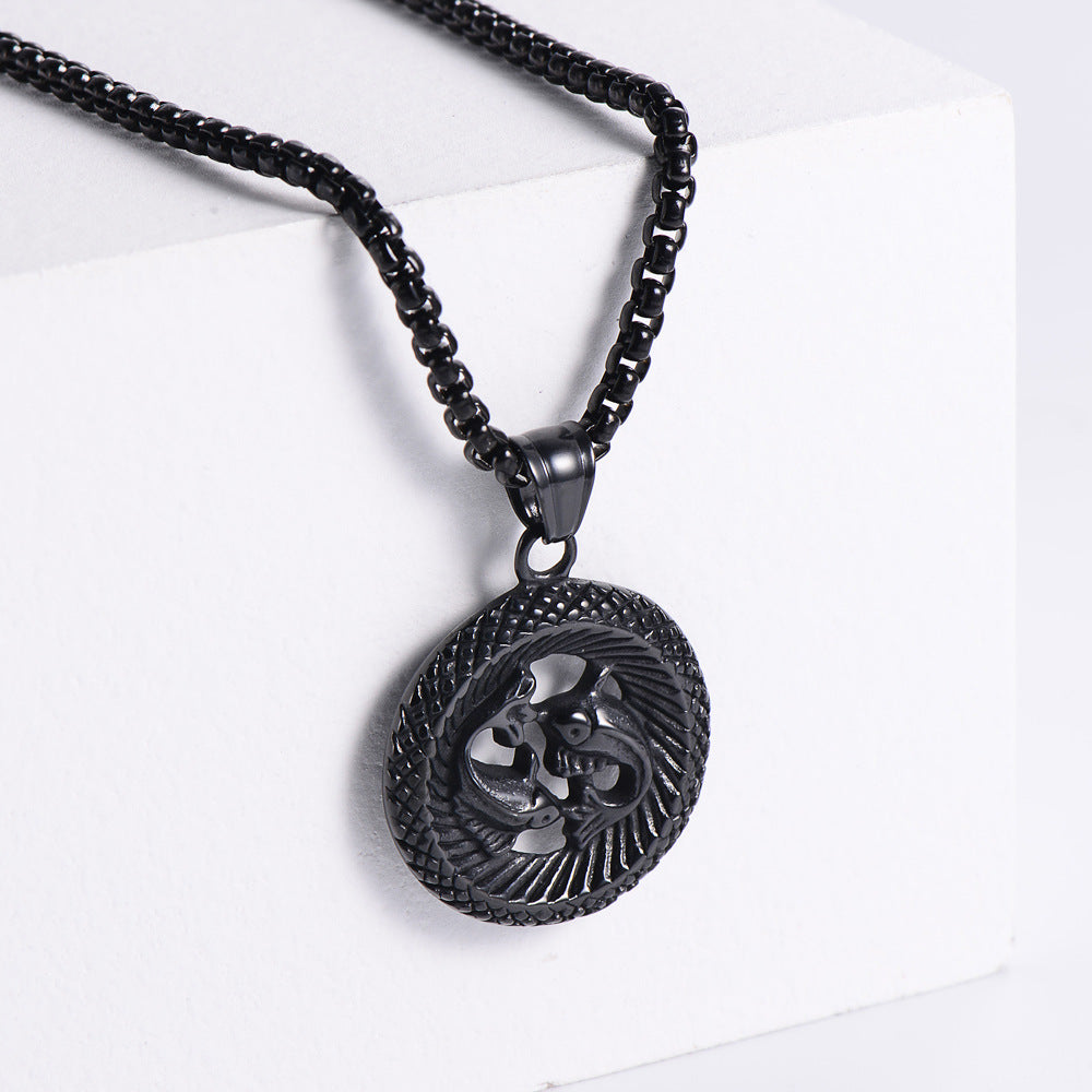 Retro -Zodiac Edelstahl -Anhängerkette Halskette