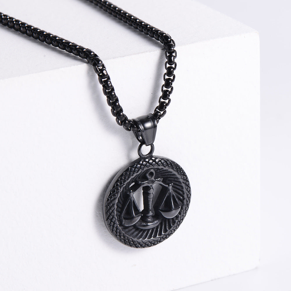 Retro -Zodiac Edelstahl -Anhängerkette Halskette