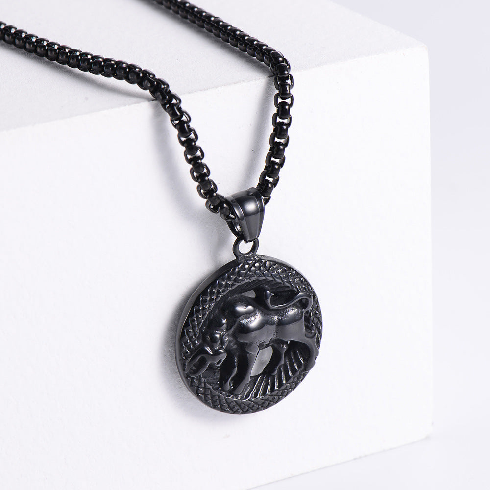 Retro -Zodiac Edelstahl -Anhängerkette Halskette