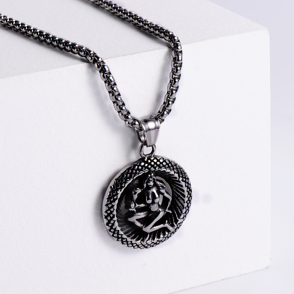 Retro -Zodiac Edelstahl -Anhängerkette Halskette