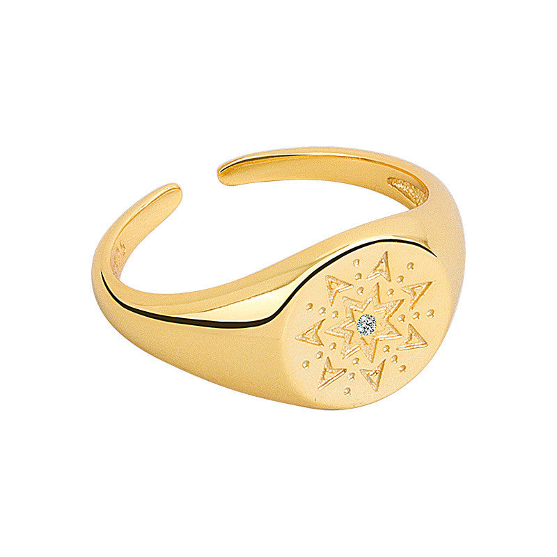 Shining Star Copper Adjustable Signet Ring