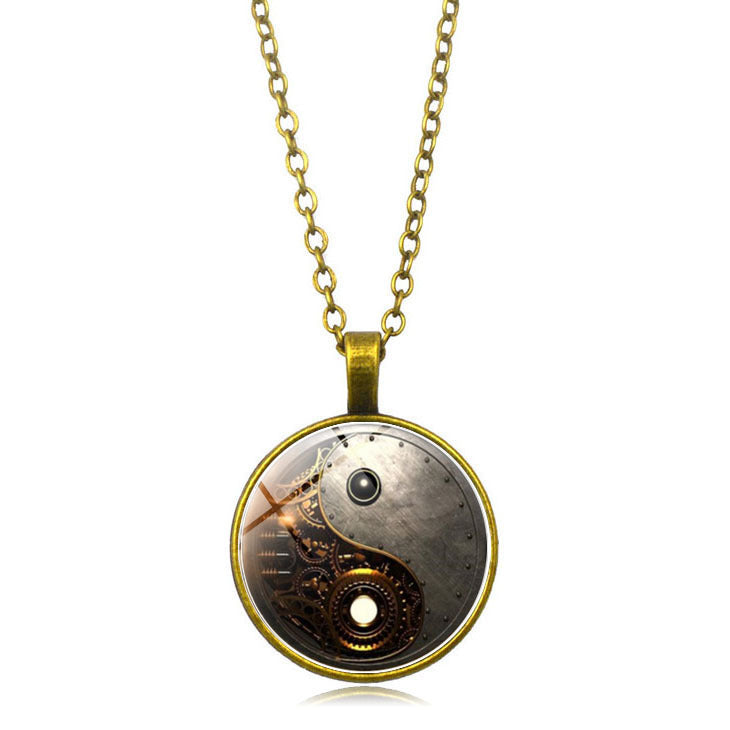 Steampunk Yin Yang Pendant Necklace