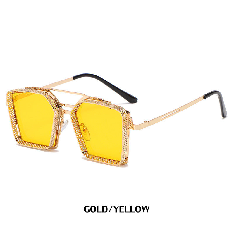 Trendy Hollow Metal Square Sunglasses