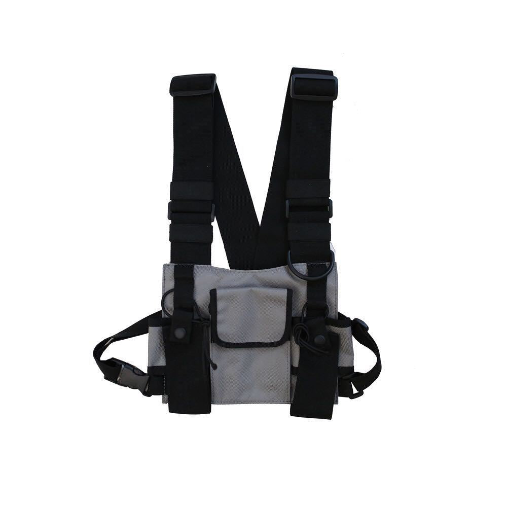 Nylon Solid Multi-Pocket Chest Bag