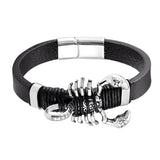 Scorpion Black Leather Bracelet