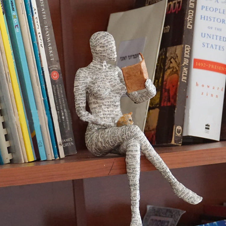 Human Reading Book Resin Sculpture