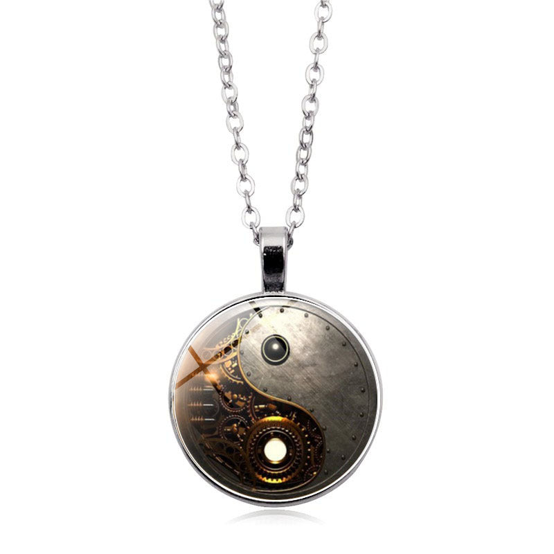 Steampunk Yin Yang Pendant Necklace