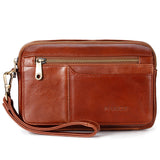 Solid Multi-Pockets Leather Clutch Bag