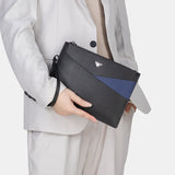 Black Polyester Lining Texture Leather Clutch Bag