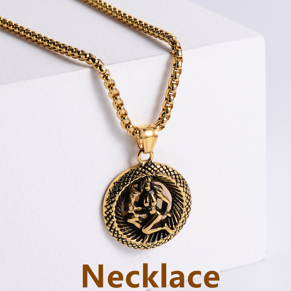 Retro -Zodiac Edelstahl -Anhängerkette Halskette