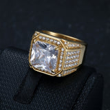 Vintage Square-Rhinestone Stainless Steel Ring