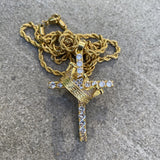 Hip Hop Crown & Cross Rhinestone Necklace