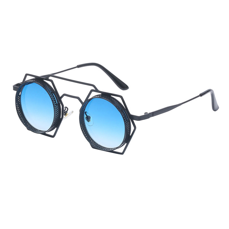 Hexagon-Round Double Beam Steampunk Sunglasses