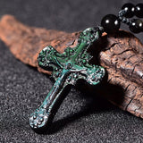 Rainbow Eye Obsidian Cross Halskette