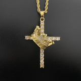 Hip Hop Crown & Cross Rhinestone Necklace