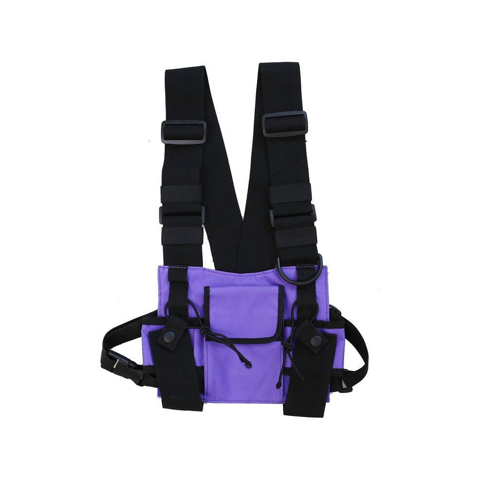 Nylon Solid Multi-Pocket Chest Bag