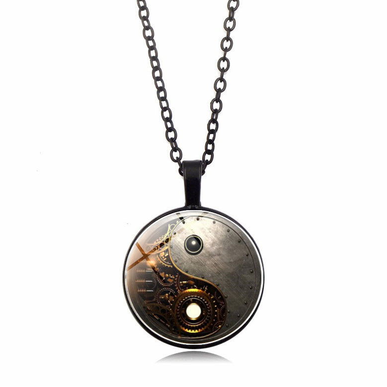Steampunk Yin Yang Pendant Necklace
