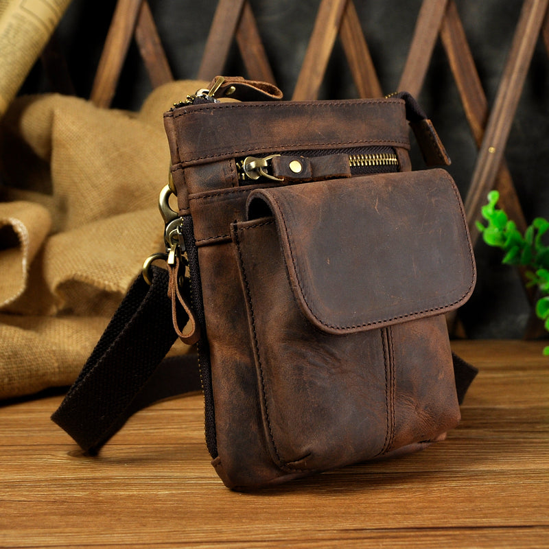 Vintage Solid Mini Leather Sling Bag