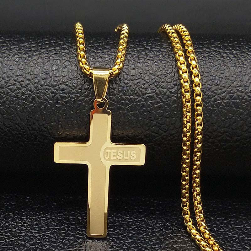 Titanium Steel Cross Snake Bone Chain Necklace