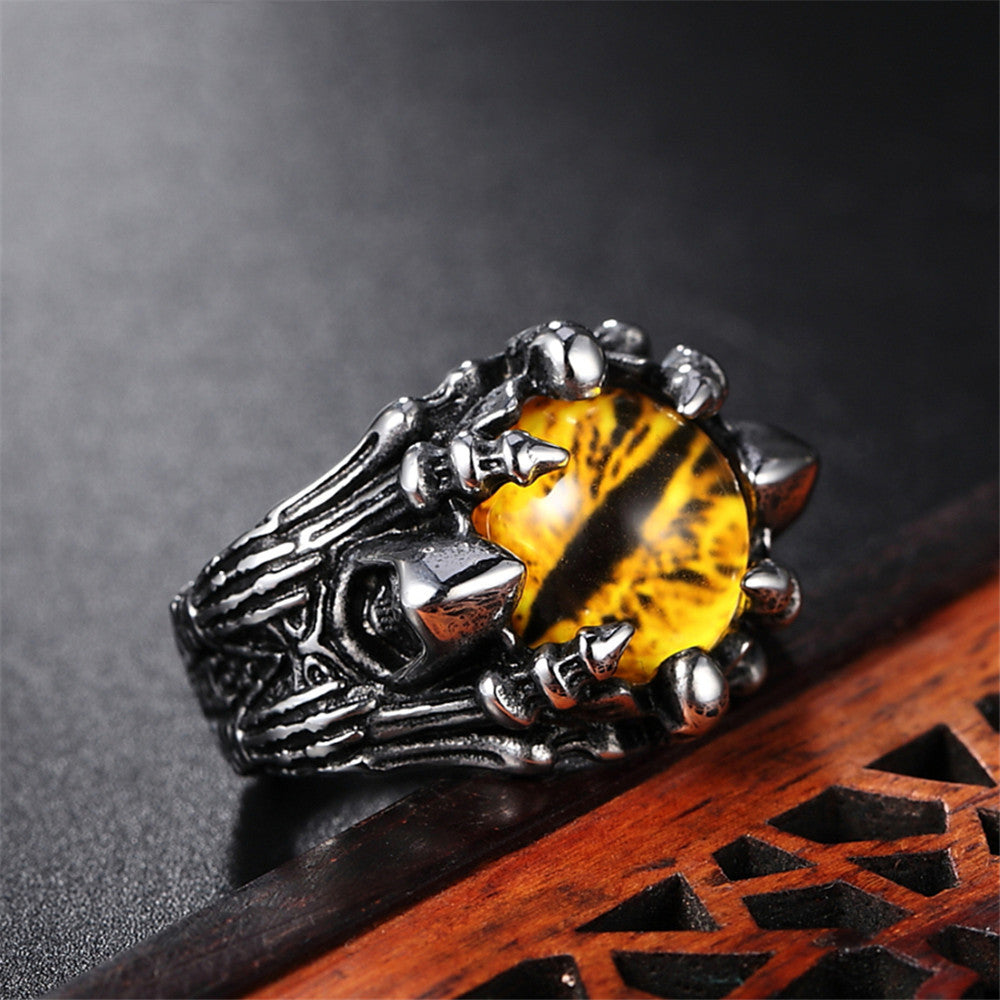Evil Eye Stone Titanium Steel Ring