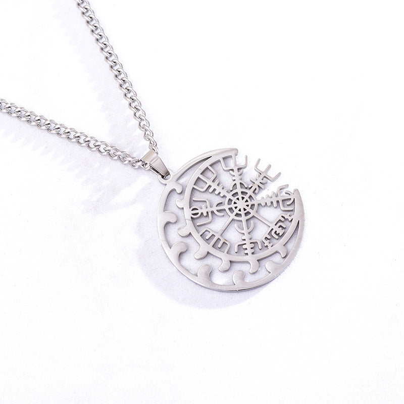 Classy Moon Compass Hollow Necklace