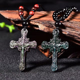 Rainbow Eye Obsidian Cross Halskette