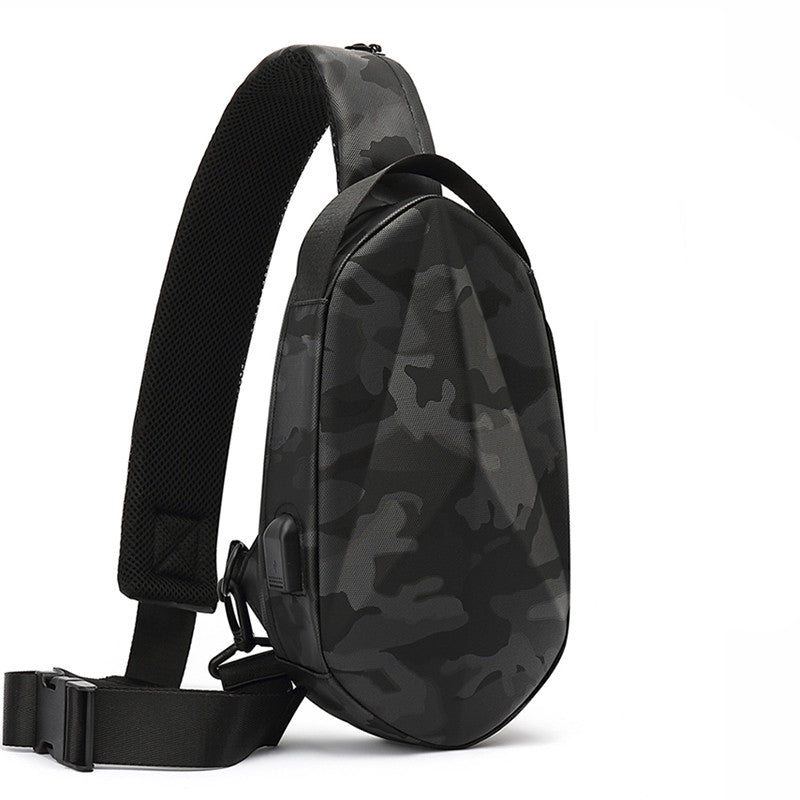 Black Camouflage Diagonal Crossbody Bag