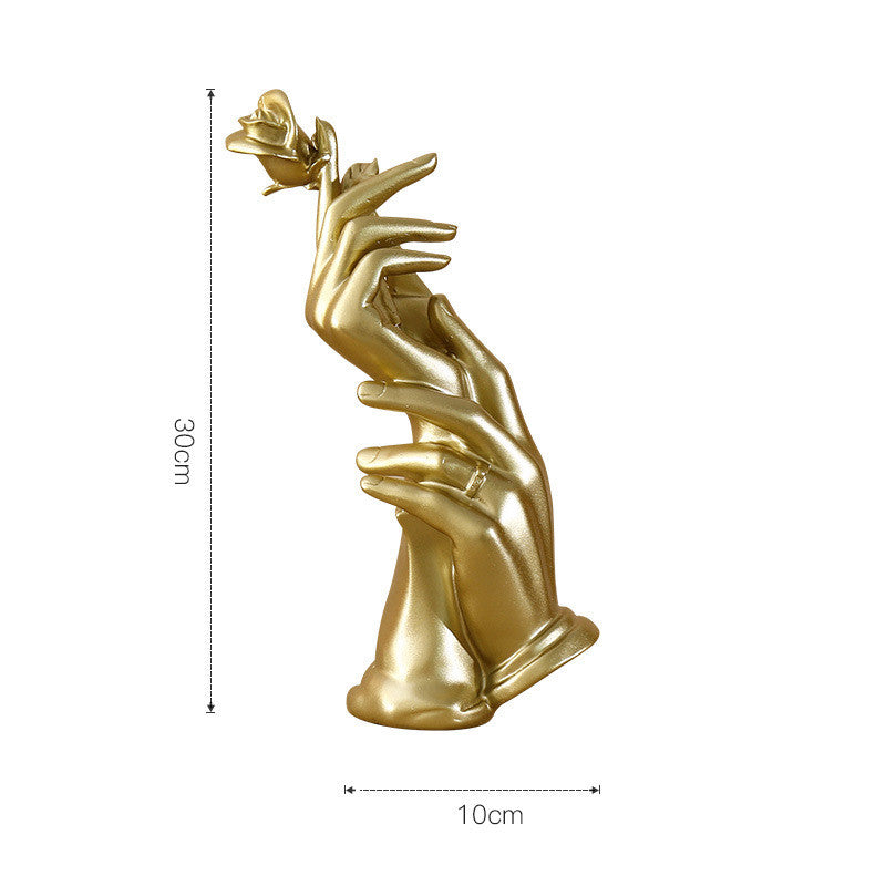 Luxury Gold Hand Held Rose Sculpture