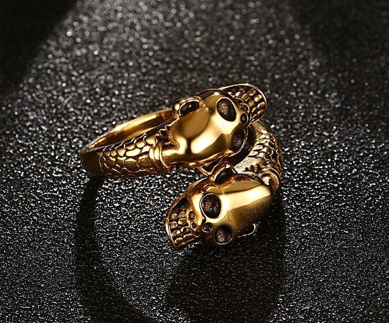 Double Skull Stainless Steel Ring