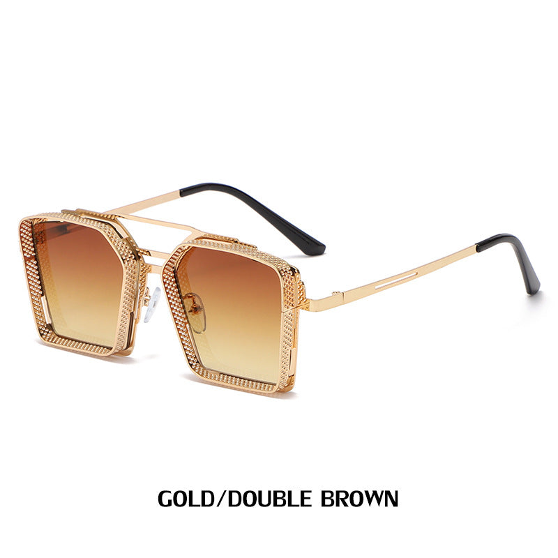 Trendy Hollow Metal Square Sunglasses