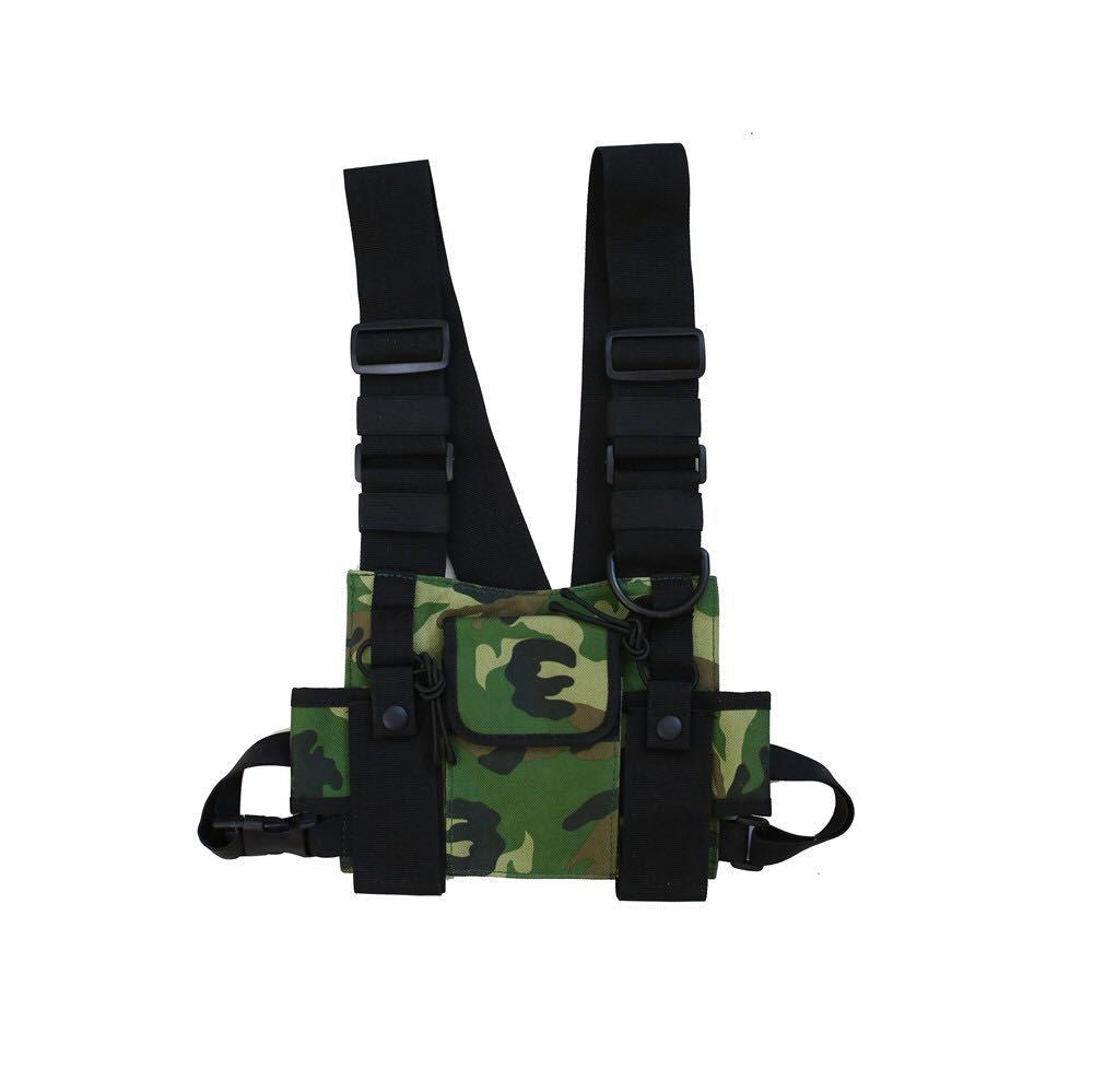 Nylon Solid Multi-Pocket Chest Bag