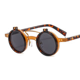 Steampunk Rounded Double-Layer Flip Sunglasses