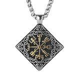 Viking Compass Rune Square Pendant