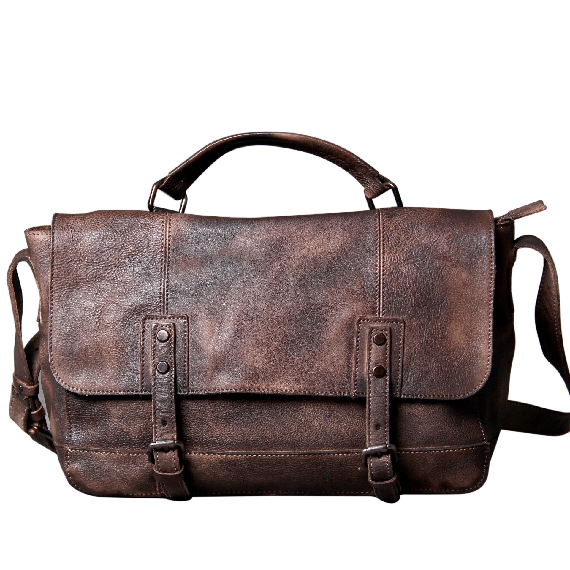 Retro Distressed Genuine Leather Messenger Bag