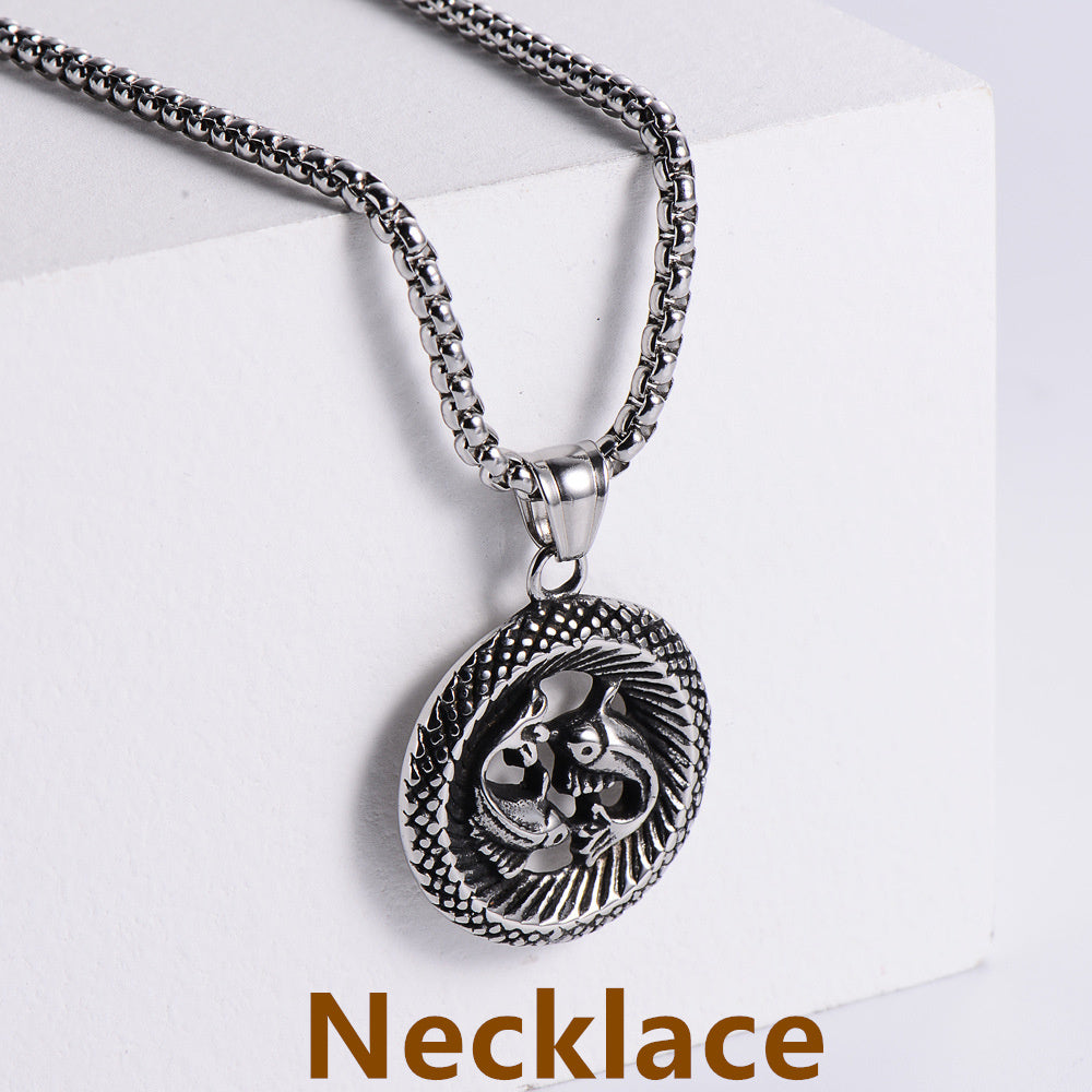 Retro -Zodiac Edelstahl -Anhängerkette Halskette