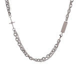 Square Four-Pointed Star Double-Layer Chain Necklace