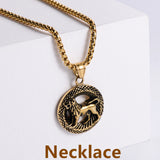 Retro -Zodiac Edelstahl -Anhängerkette Halskette