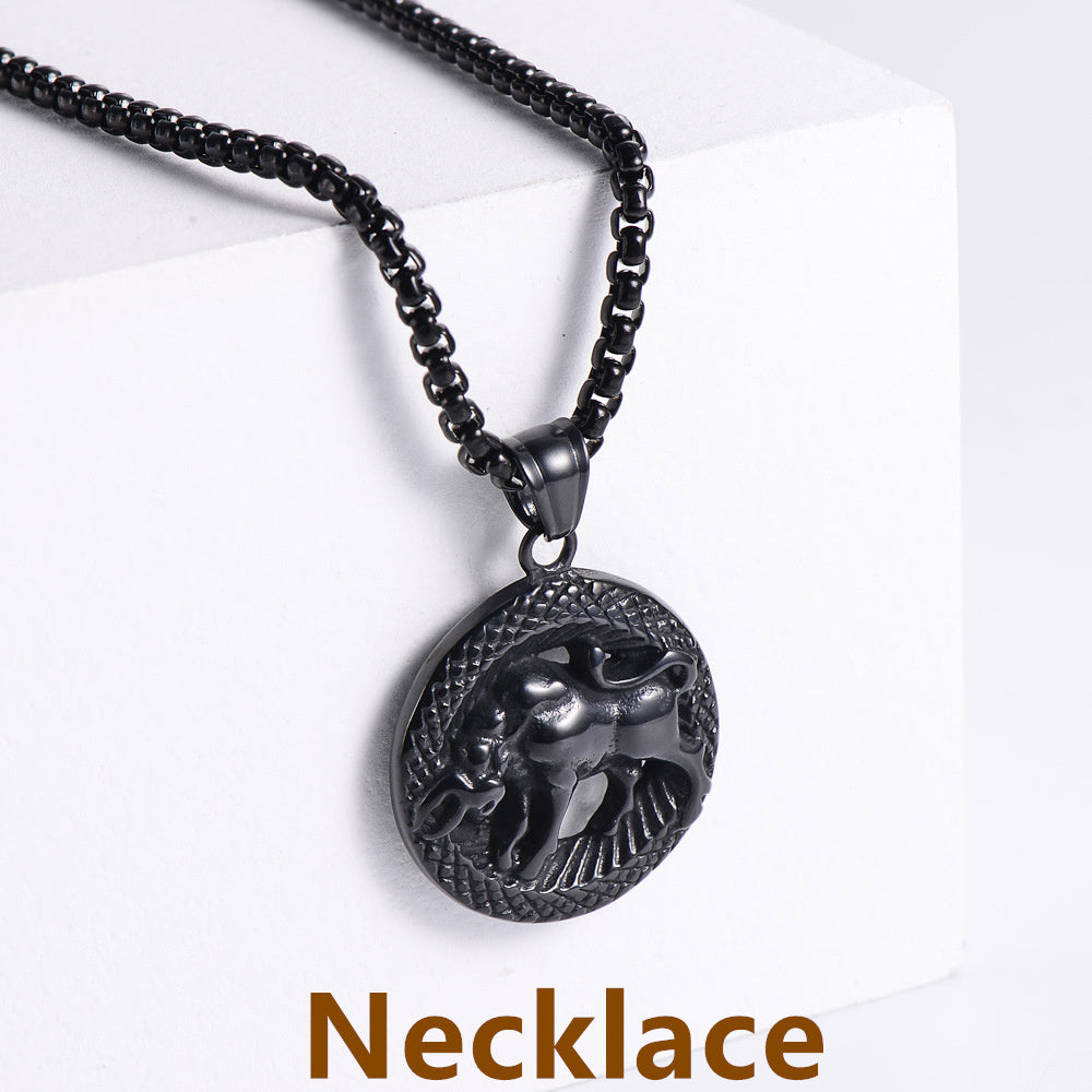 Retro -Zodiac Edelstahl -Anhängerkette Halskette