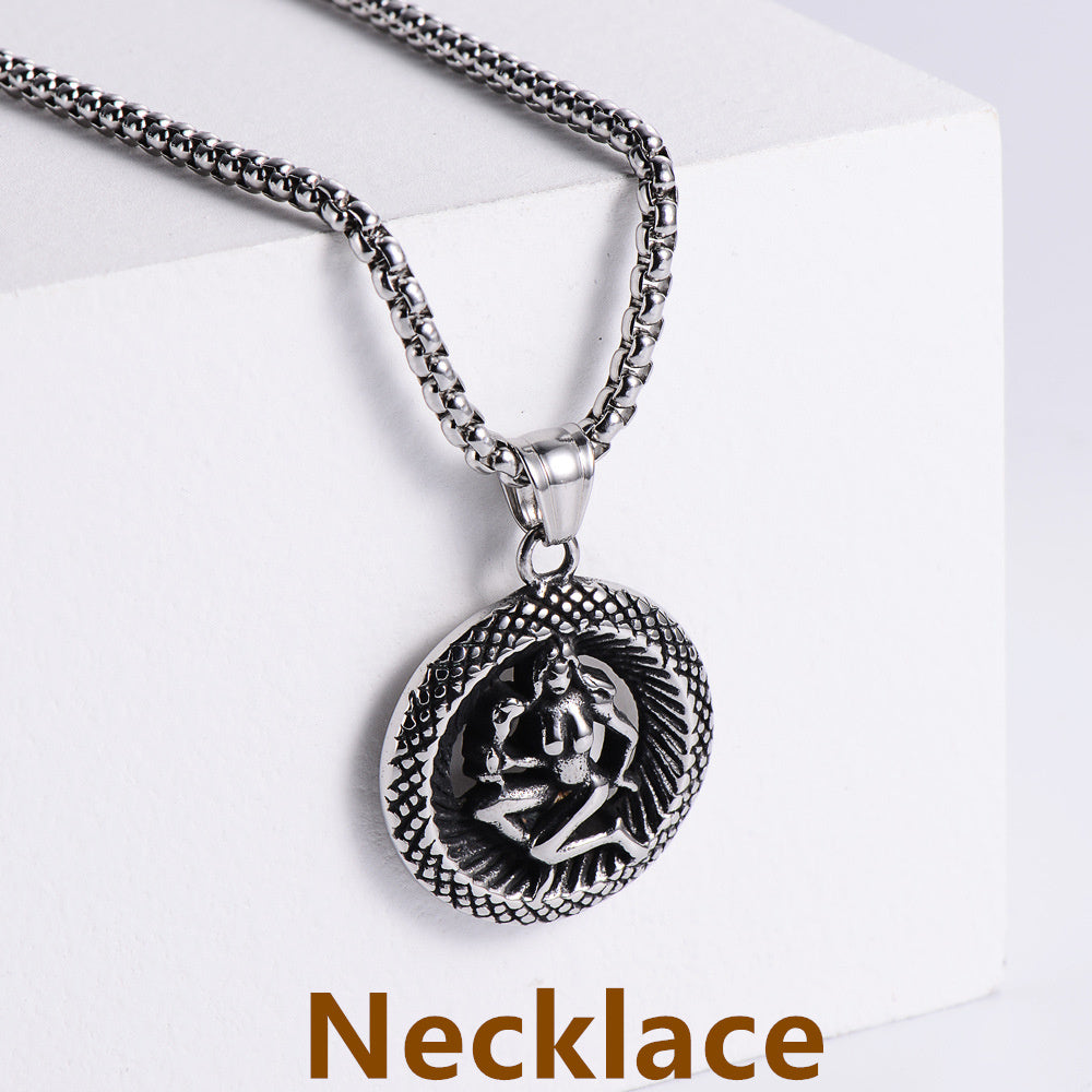 Retro -Zodiac Edelstahl -Anhängerkette Halskette