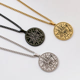 Five-pointed Star Round Amulet Titanium Steel Necklace