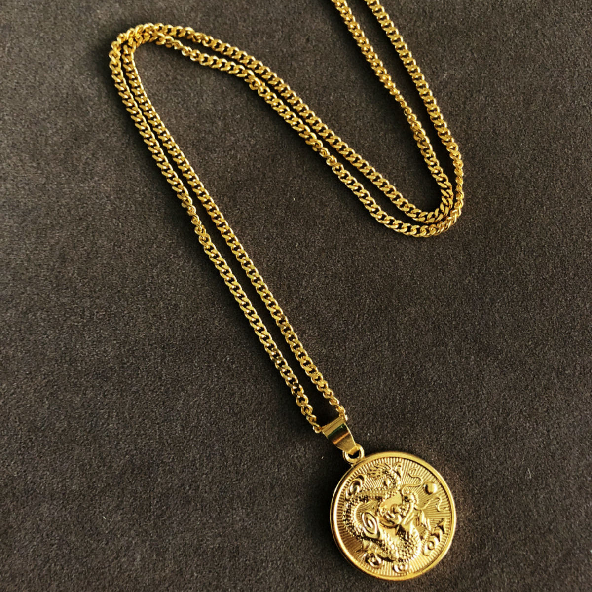 Eastern Dragon Gun Gold Pendant